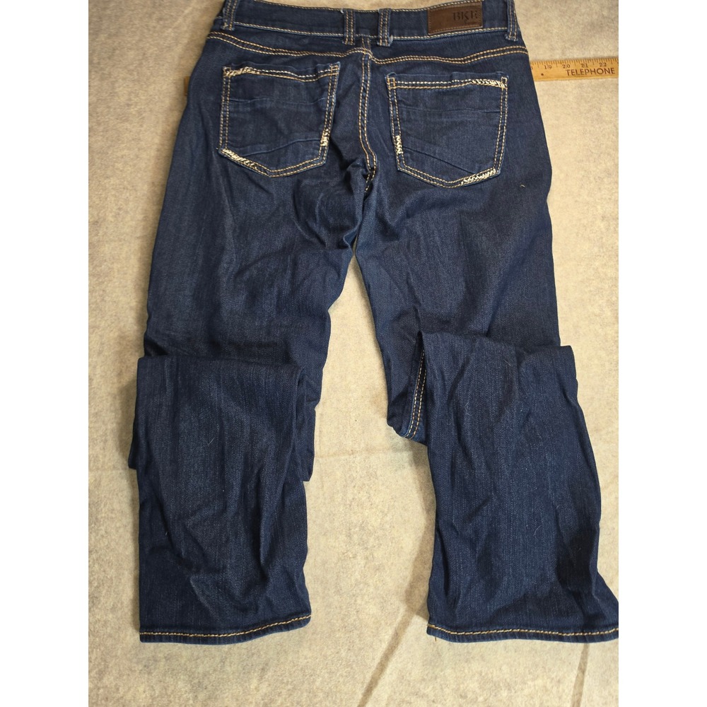BKE Dakota Bootcut Jeans Dark Wash Contrast Stitch 30x31.5 Mens Blue Denim - Picture 2 of 7